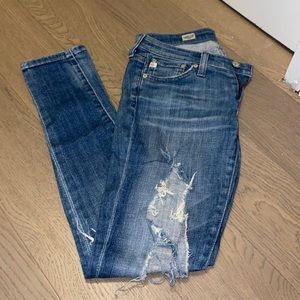 AG Legging Ankle Super Skinny Distressed Jeans